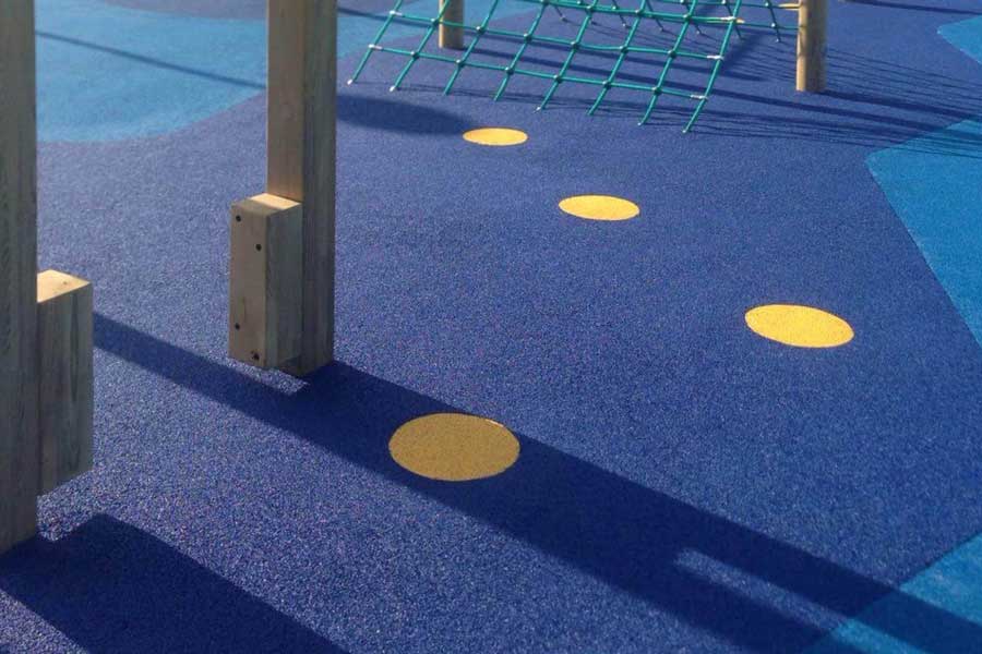 Rubber crumb flooring suitable for playgrounds